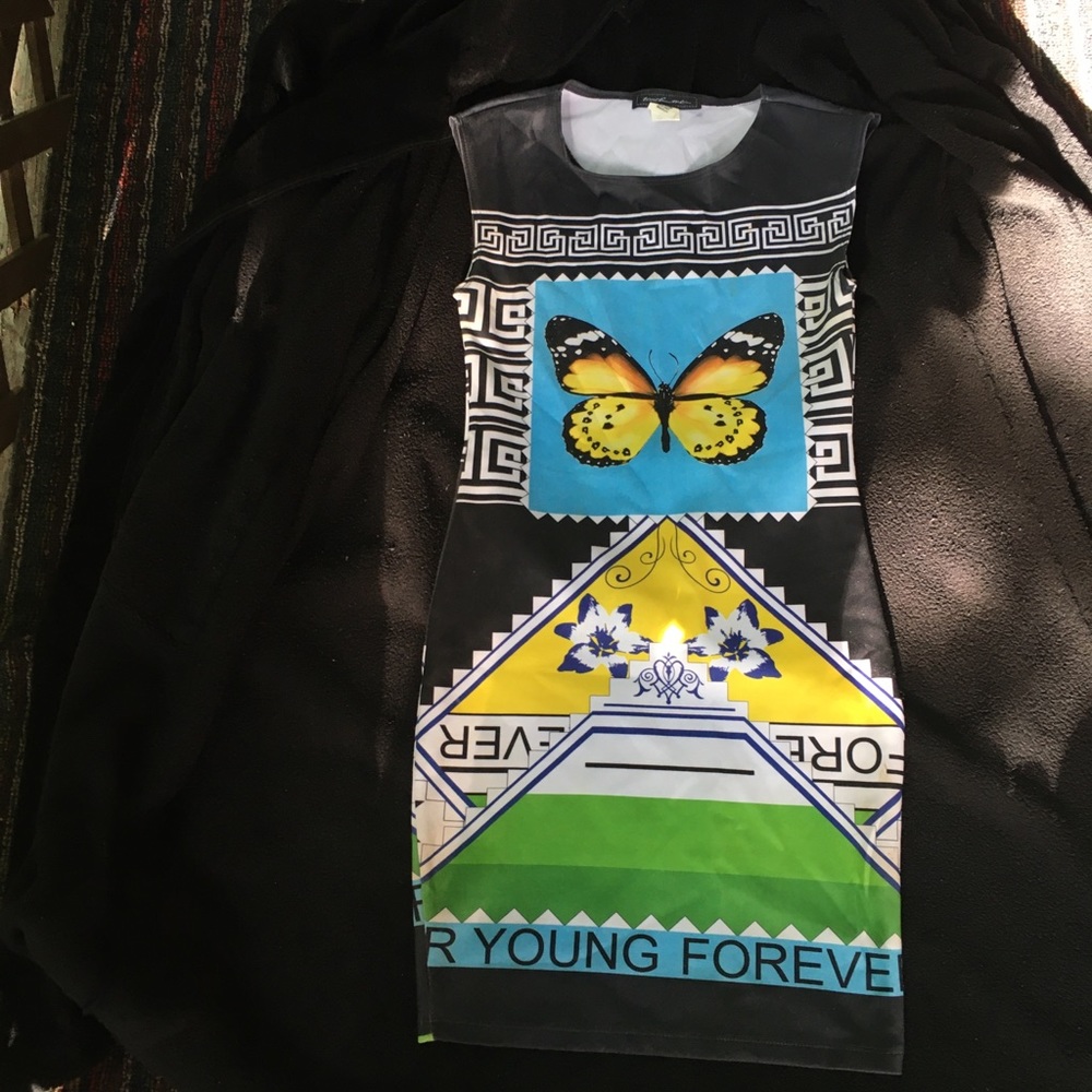 Black butterfly dress